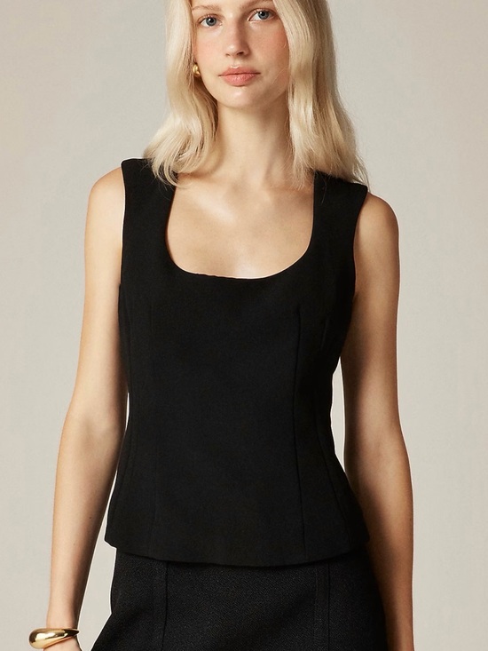 J. Crew Tops - NWT J Crew wide scoop neck tank top in city crepe Black 10